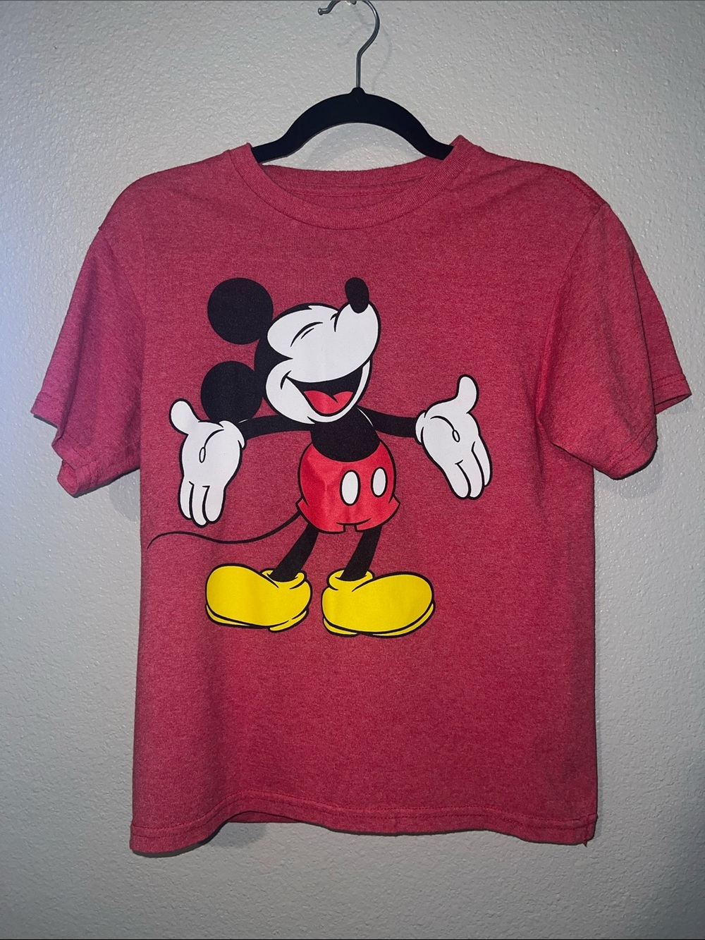 Disney Red Mickey Mouse Graphic Tee with Yellow Shoes